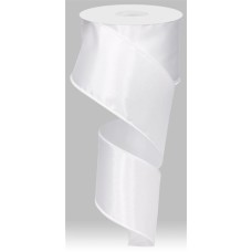 2.5 Inch White Satin Wired Ribbon, 10 Yards Per Spool (Lot of 1 Spool) SALE ITEM